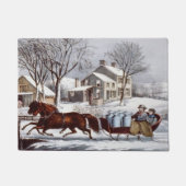 ヴィンテージキュリエ&イヴスウィンタースレージクリスマス ドアマット (正面)