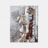 ヴィンテージキュリエ&イヴスウィンタースレージクリスマス フリースブランケット (正面)