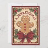 ヴィンテージキュートなジンジャーブレッド喜びクリスマス シーズンカード (正面)