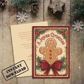 ヴィンテージキュートなジンジャーブレッド喜びクリスマス シーズンカード