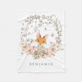 ヴィンテージキュートキツネ植物学男の赤ちゃん子供部屋 フリースブランケット (正面)