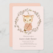 ヴィンテージキュートキティキャットベビーシャワー招待状 招待状 (正面/裏面)