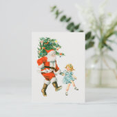 ヴィンテージキュートクリスマスサンタクロース踊り ポストカード (スタンド正面)