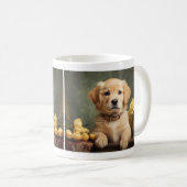 ヴィンテージキュートゴールデンレトリエバーパピードッグポートレート コーヒーマグカップ (正面右)
