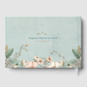 ヴィンテージキュートバニー花模様緑のベビーバプテスマ ゲストブック (裏面)