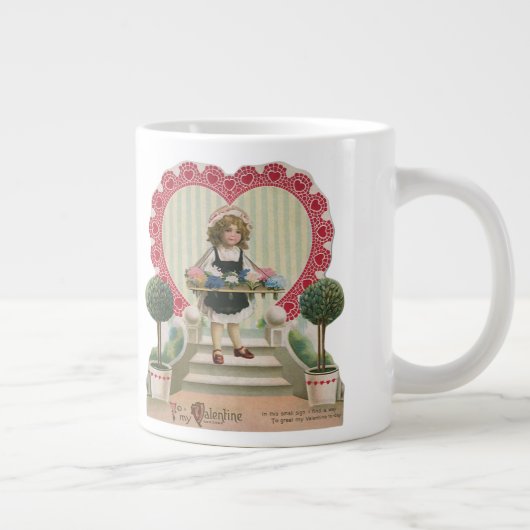 ヴィンテージキュートバレンタインデー 花の少女 ジャンボコーヒーマグカップ (右)