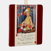 ヴィンテージキュートバレンタインデー 赤いハートの少女 セラミックオーナメント (右)
