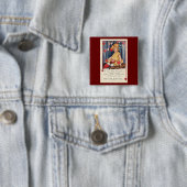 ヴィンテージキュートバレンタインデー、赤いハートの少女 缶バッジ (インサイチュ)