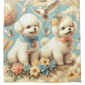 ヴィンテージキュートビチョンフリスェイラストレーション シャワーカーテン (正面)