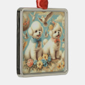 ヴィンテージキュートビチョンフリスェイラストレーション メタルオーナメント (右)