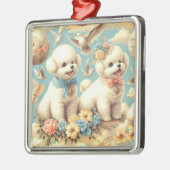 ヴィンテージキュートビチョンフリスェイラストレーション メタルオーナメント (左)