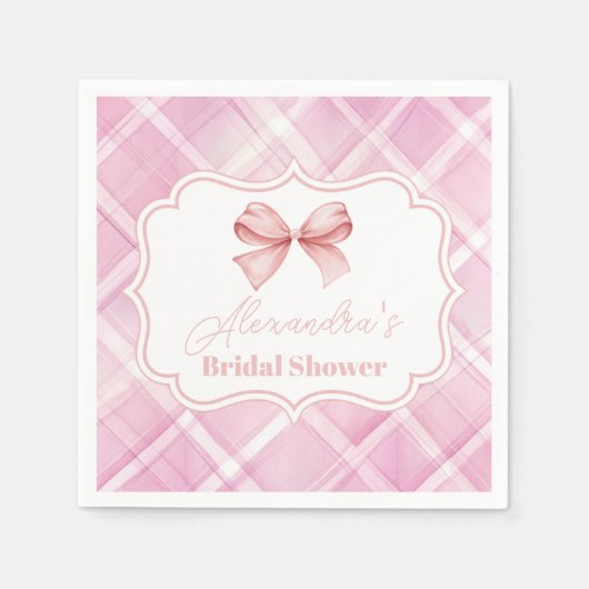 ヴィンテージキュートピンクボウブライダルシャワー スタンダードカクテルナプキン (正面)
