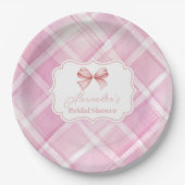 ヴィンテージキュートピンクボウブライダルシャワー ペーパープレート (正面)