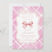 ヴィンテージキュートピンクボウブライダルシャワー 招待状 (正面)