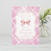 ヴィンテージキュートピンクボウブライダルシャワー 招待状 (スタンド正面)