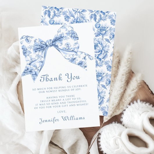 ヴィンテージキュートブルートイレボリボン男の赤ちゃんシャワー サンキューカード