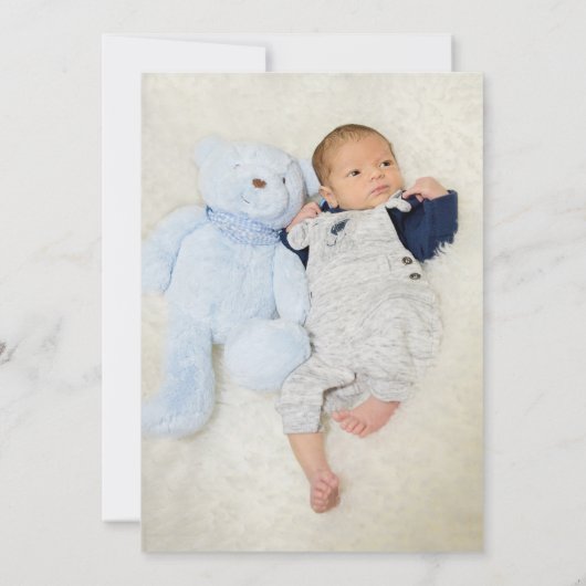 ヴィンテージキュートベアーフォトボタニカルベビー誕生 案内状 (裏面)