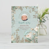 ヴィンテージキュートベアーフォトボタニカル誕生 案内状 (スタンド正面)