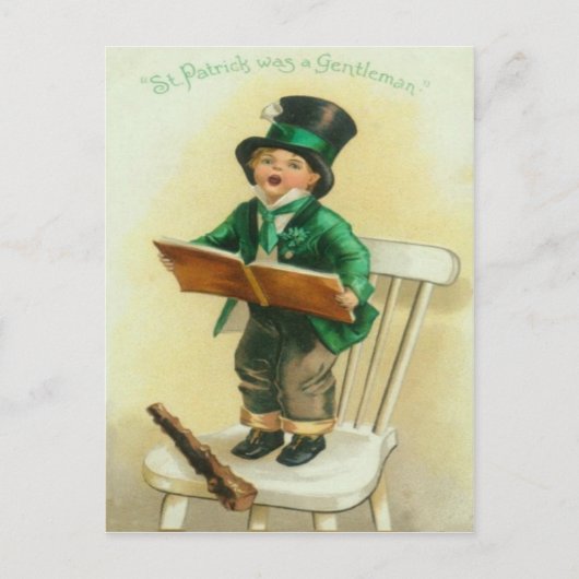 ヴィンテージキュートボーイシリーラーグセントパトリックのデイカード ポストカード (正面)