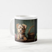ヴィンテージキュートヨークシャーテリアパピーバラポートレート コーヒーマグカップ (正面左)