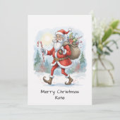 ヴィンテージキュート写真ではないサンタクロース シーズンカード (スタンド正面)
