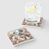 ヴィンテージキュート絵を描ダルマチア ストーンコースター (横)