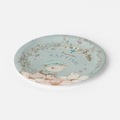 ヴィンテージキュート葉ベアバプテスマ ペーパープレート (アングル)