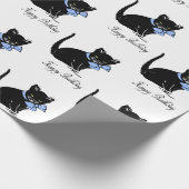 ヴィンテージキュート黒い子猫と水玉模様の蝶ネクタイ ラッピングペーパー (角)