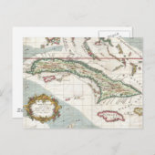 ヴィンテージキューバとジャマイカの地図(1763年) ポストカード (正面/裏面)