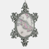 ヴィンテージキューバの地図（1861年） スノーフレークピューターオーナメント (左)