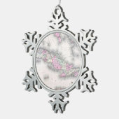 ヴィンテージキューバの地図（1861年） スノーフレークピューターオーナメント (右)