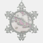 ヴィンテージキューバの地図(1861年) スノーフレークピューターオーナメント (正面)