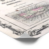 ヴィンテージキューバの地図（1861年） ポスター (角)