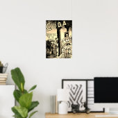 ヴィンテージキューバトラベル – ホリデーアイルトロピックスセピア ポスター (ホームオフィス)