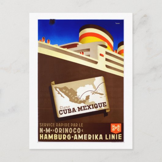 ヴィンテージキューバメキシコクルーズ海ライナー旅行 ポストカード (正面)