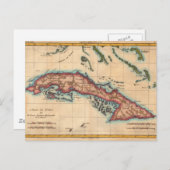 ヴィンテージキューバ島地図オールドトラベル ポストカード (正面/裏面)