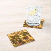 ヴィンテージキューバ旅行 – キューバ鉄道リトグラフ スクエアペーパーコースター (インサイチュ)