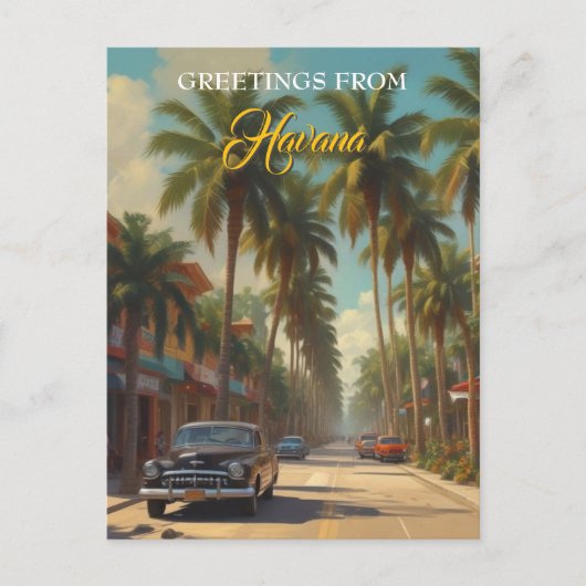 ヴィンテージキューバ旅行 – ハバナからの挨拶 インビテーションポストカード (正面)