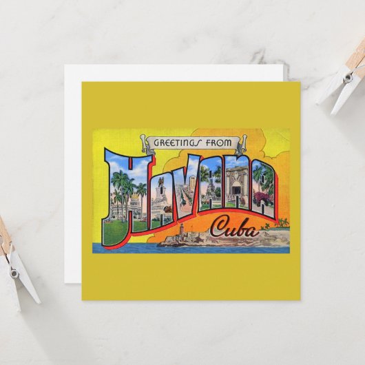 ヴィンテージキューバ旅行 – ハバナからの挨拶 カード (正面/裏面インサイチュ)