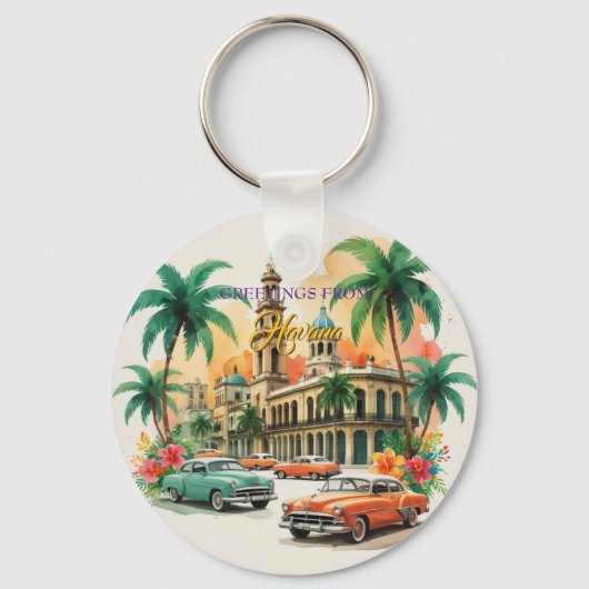 ヴィンテージキューバ旅行 – ハバナからの挨拶 キーホルダー (裏面)