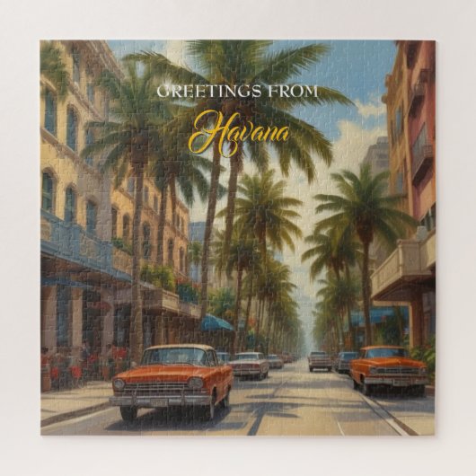 ヴィンテージキューバ旅行 – ハバナからの挨拶 ジグソーパズル (縦)