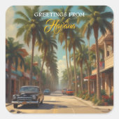 ヴィンテージキューバ旅行 – ハバナからの挨拶 スクエアシール (正面)