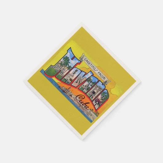 ヴィンテージキューバ旅行 – ハバナからの挨拶 スタンダードカクテルナプキン (角)