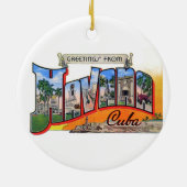 ヴィンテージキューバ旅行 – ハバナからの挨拶 セラミックオーナメント (裏面)