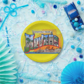 ヴィンテージキューバ旅行 – ハバナからの挨拶 ペーパープレート (パーティー)