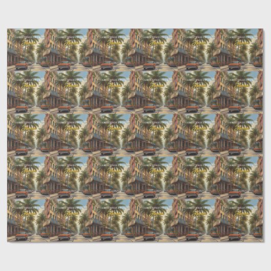 ヴィンテージキューバ旅行 – ハバナからの挨拶 ラッピングペーパー (フラット)