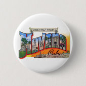 ヴィンテージキューバ旅行 – ハバナからの挨拶 缶バッジ (正面)