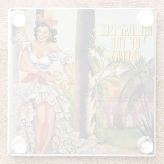 ヴィンテージキューバ観光客委員会熱帯旅行 ガラスコースター (裏面)