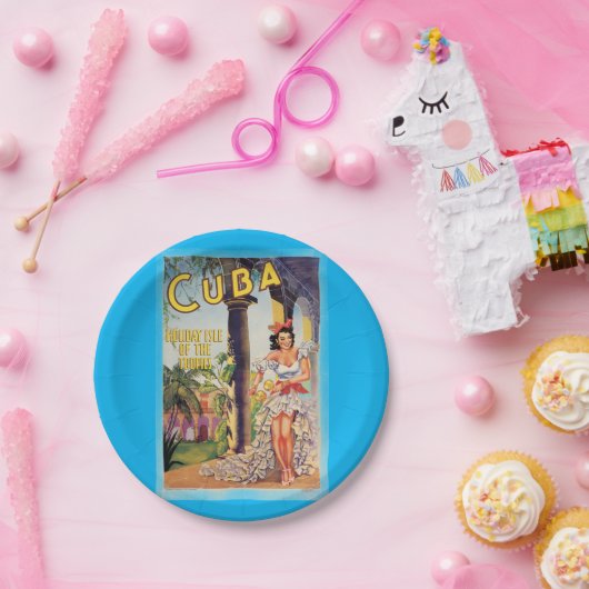 ヴィンテージキューバ観光客委員会熱帯旅行 ペーパープレート (パーティー)