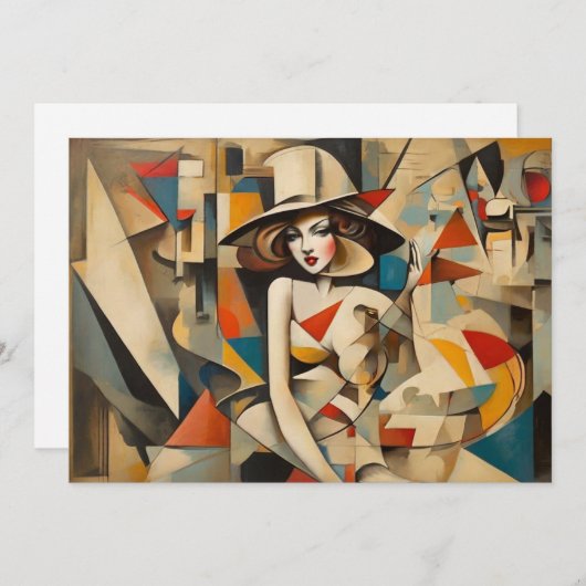 ヴィンテージキュービズムスタイリッシュアート任意の大事な行事 シーズンカード (正面/裏面)